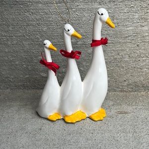 Ceramic Three Geese Christmas Ornament
